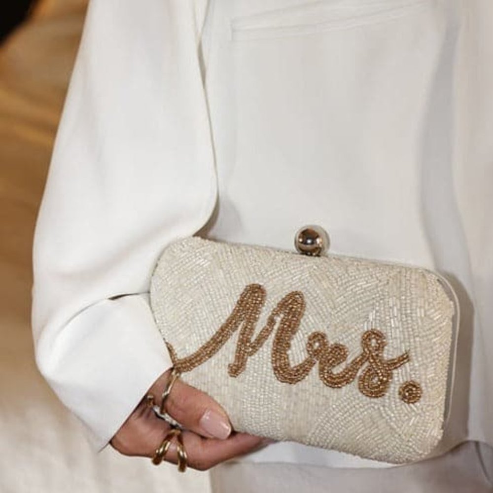 12th Tribe Eloise Beaded "Mrs." Clutch
